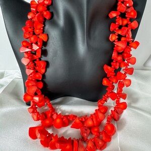 Vibrant Red Beaded Necklace